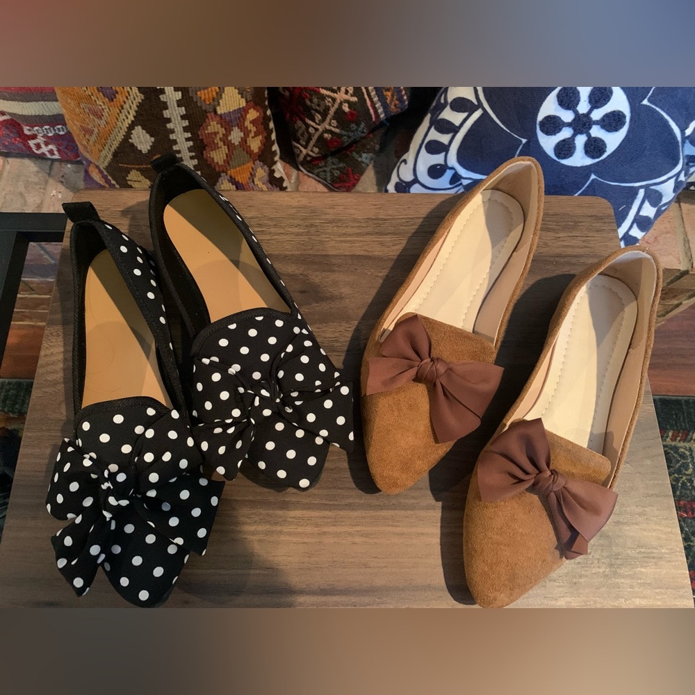 Polka Dot and Brown Bow Flats